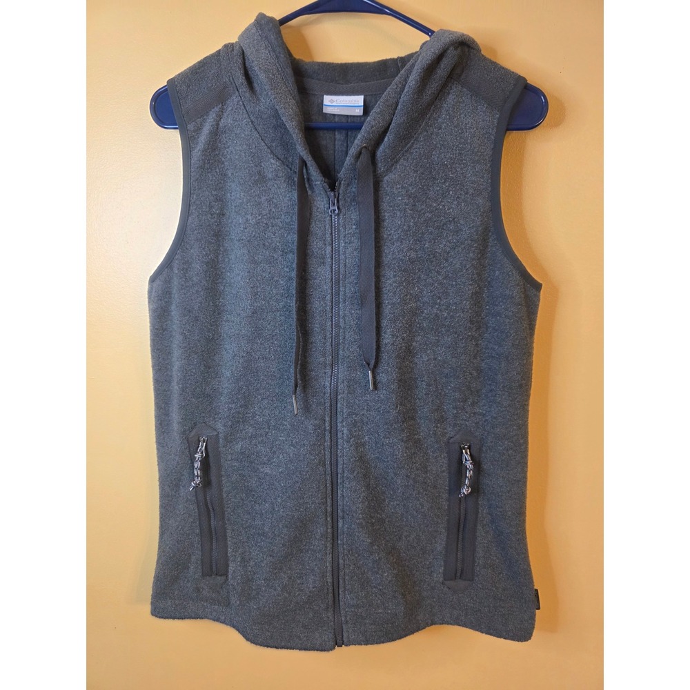 Columbia Sportswear Womens Gray Fleece Hooded Vest Full Zip Size M RN69724